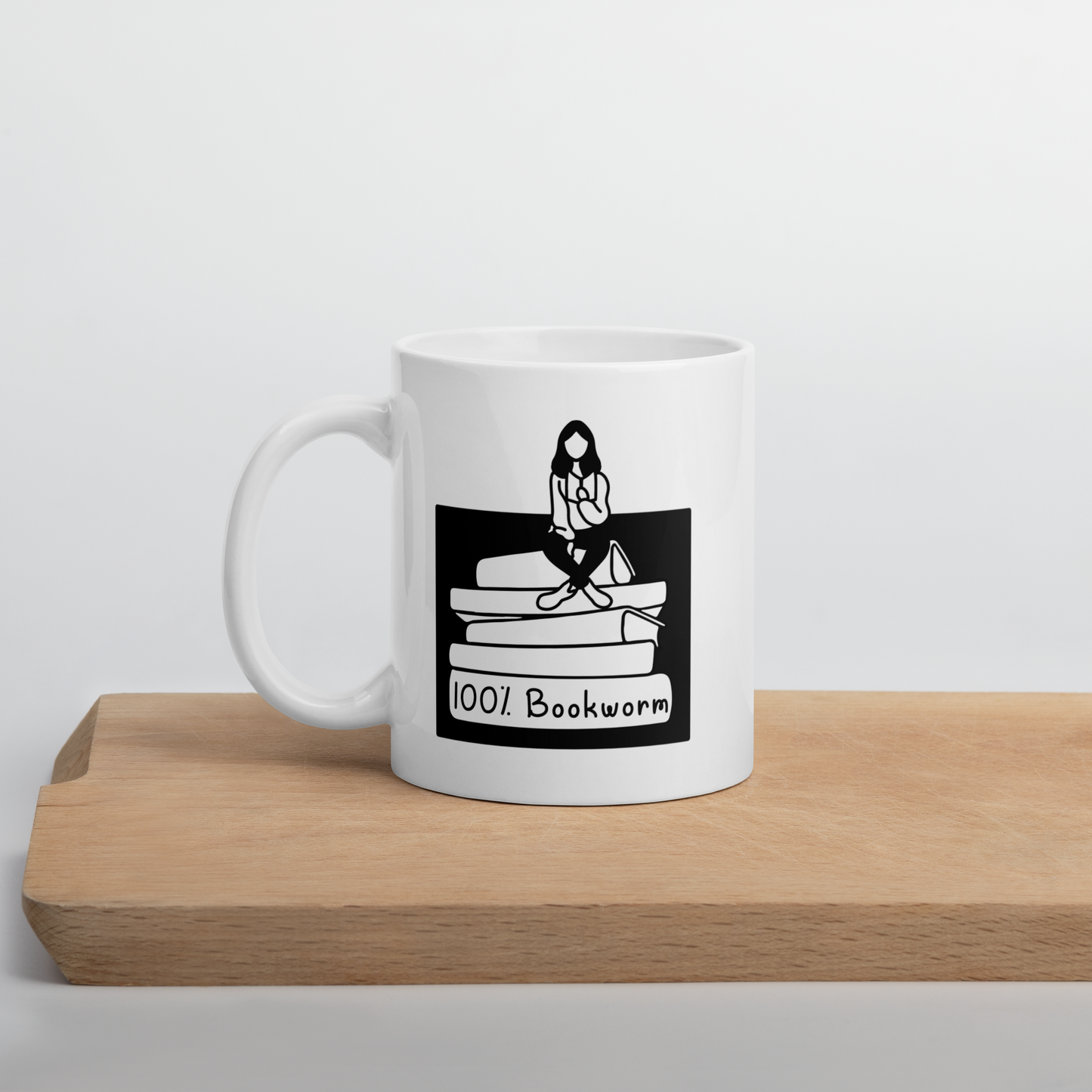 100% Bookworm White Mug