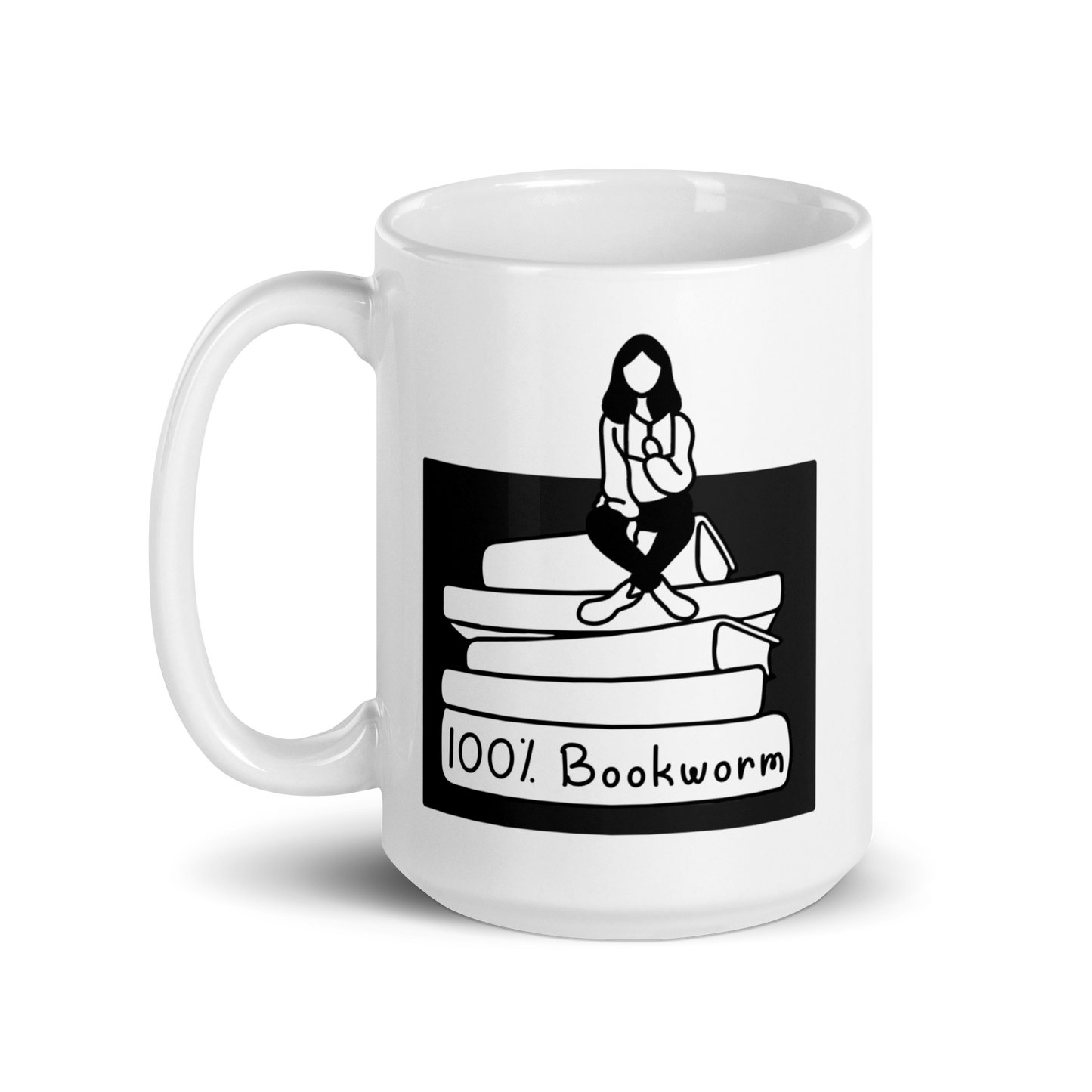 100% Bookworm White Mug