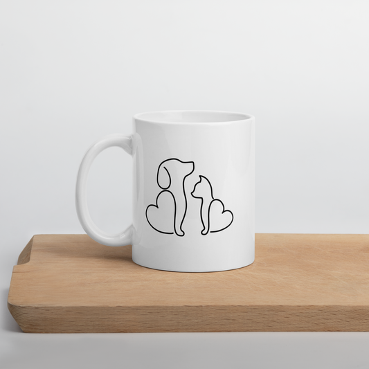 Dog And Cat Love White Mug